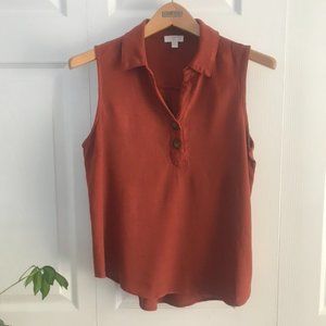 Burnt Orange Collared Tank Top